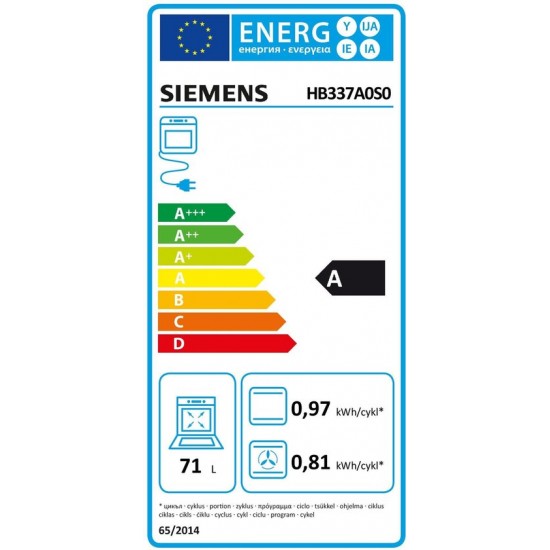 Siemens HB337A0S0 iQ500 - Inbouw oven - Zwart RVS