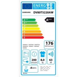 Samsung DV80T5220AW – Condens Warmtepompdroger – 8kg – A+++ – Quick Dry