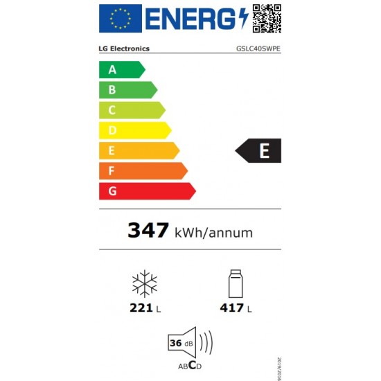 LG GSLC40SWPE 638L Side by Side (Wit), Energieklasse E, Water-/ijsdispenser met wateraansluiting, Smart Diagnosis