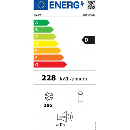 Haier UP 70 Series 5 H2F385WD Vrieskast Vrijstaand 386 l D Wit