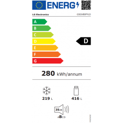 LG GSGV80PYLD - 635 liter - Energie D Amerikaanse Dubbeldeur met Donker Transparante Glas