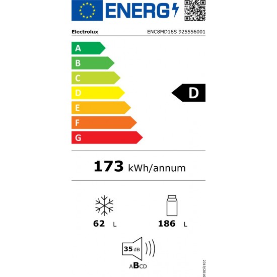 Electrolux ENC8MD18S Serie 800 Inbouwkoel-vriescombinatie - Metaal cooling - D