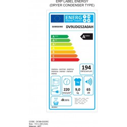 Samsung DV9UDG52A0AHEN Wasdroger - Warmtepompdroger - 9kg - Wit - NL/FR