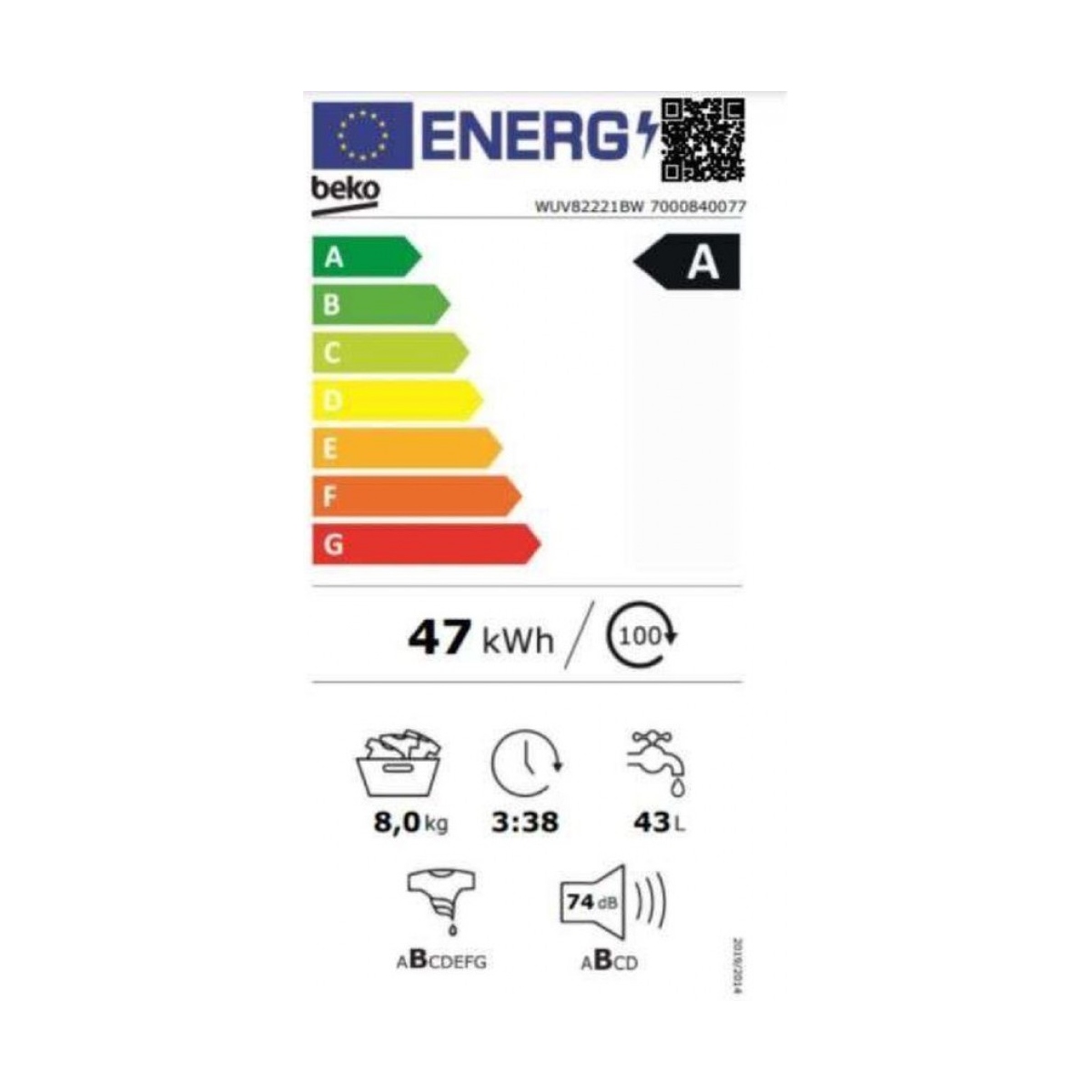 WUV82221BW1-1000x1000h beko b300 wuv82221bw wasmachine voorbelading 8 kg 1200 rpm wit frans talig - afbeelding 2