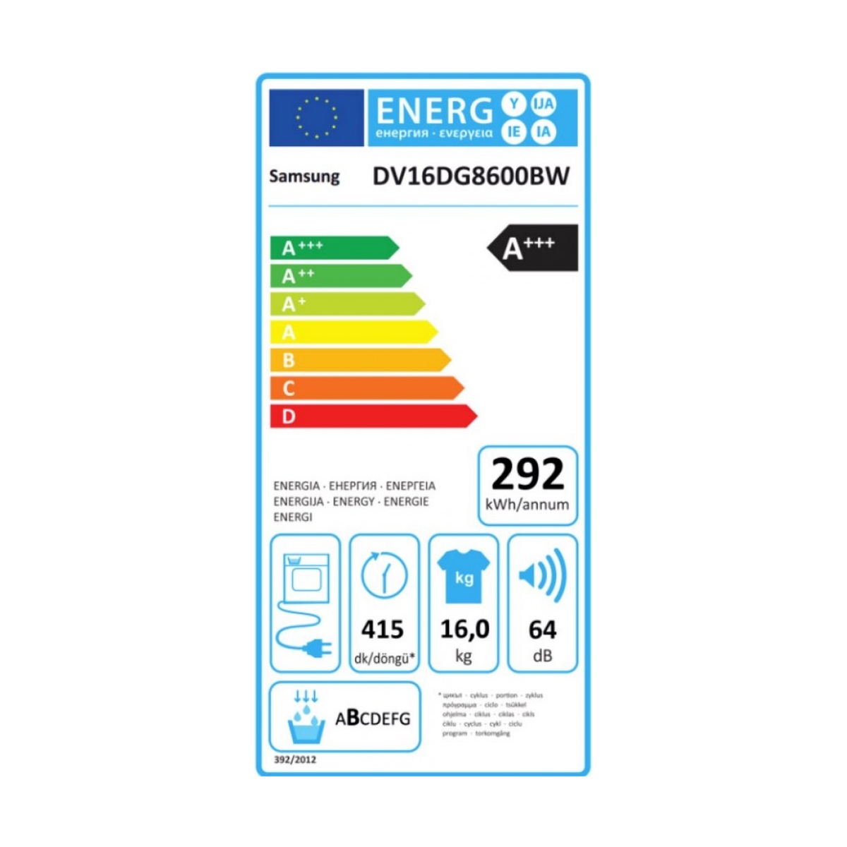 DV16DG8600BW1-1000x1000h samsung dv16dg8600bw, vrijstaand, voorbelading, warmtepomp, wit, draaiknop, links - afbeelding 2