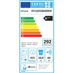 Samsung DV16DG8600BW, Vrijstaand, Voorbelading, Warmtepomp, Wit, Draaiknop, Links - Afbeelding 2