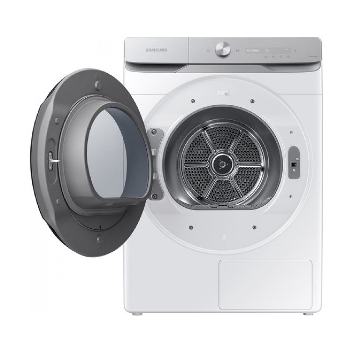 DV16DG8600BW2-1000x1000w samsung dv16dg8600bw, vrijstaand, voorbelading, warmtepomp, wit, draaiknop, links - afbeelding 3