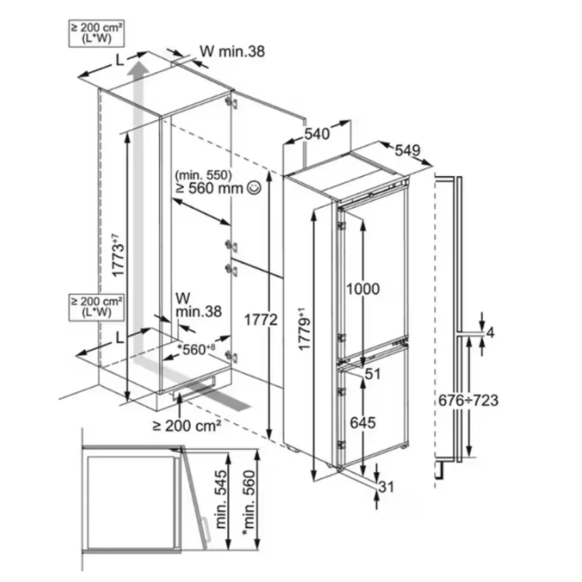 electrolux eng7te18s inbouw koel-vries combinatie 256 l e wit - sleepdeur - nofrost - afbeelding 7