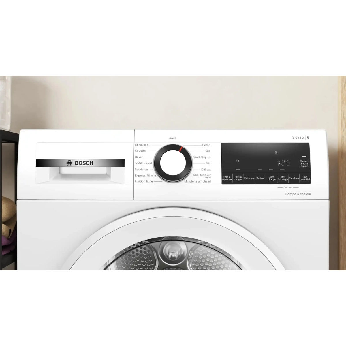 bosch serie 6 wqg1420dfr wasdroger vrijstaand voorbelading 9 kg wit - afbeelding 11