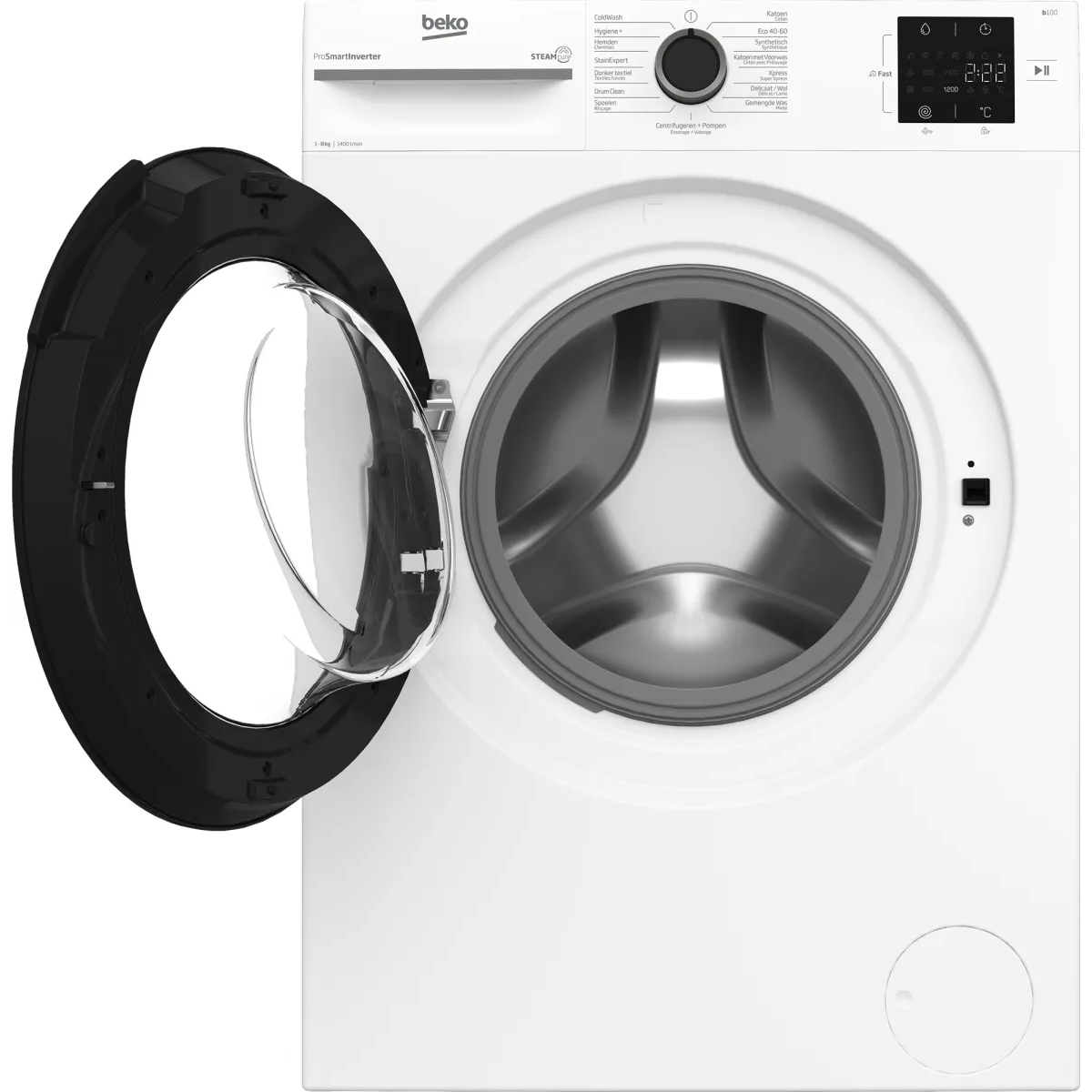 Beko b100 BM1WFU3842W wasmachine Voorbelading 8 kg 1400 RPM Zwart, Wit - Image 4 beko b100 bm1wfu3842w wasmachine voorbelading 8 kg 1400 rpm zwart, wit - image 4