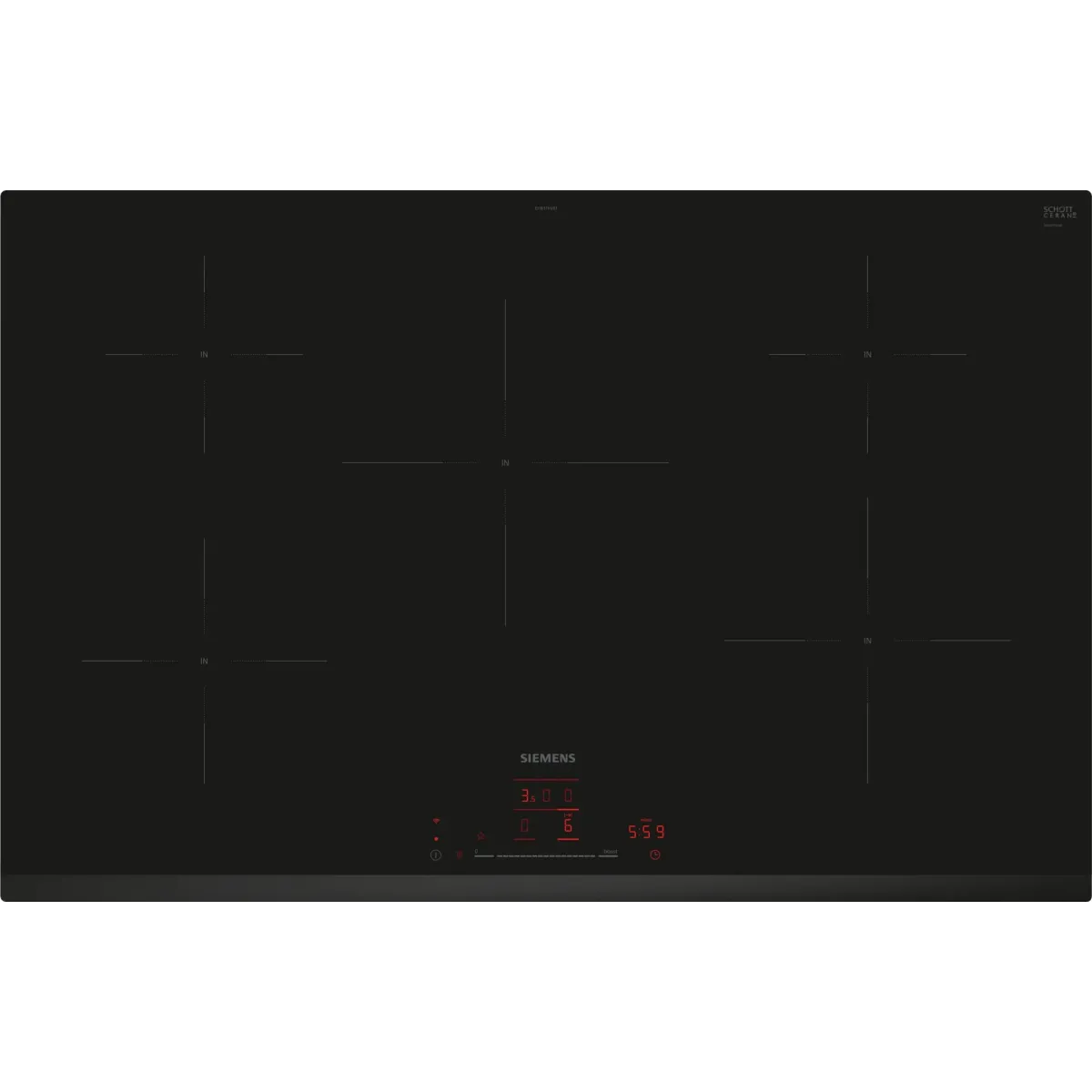 Siemens iQ100 EH831HVB1E kookplaat Zwart Ingebouwd 80 cm Inductiekookplaat zones 5 zone(s) - Main Image siemens iq100 eh831hvb1e kookplaat zwart ingebouwd 80 cm inductiekookplaat zones 5 zone(s) - main image