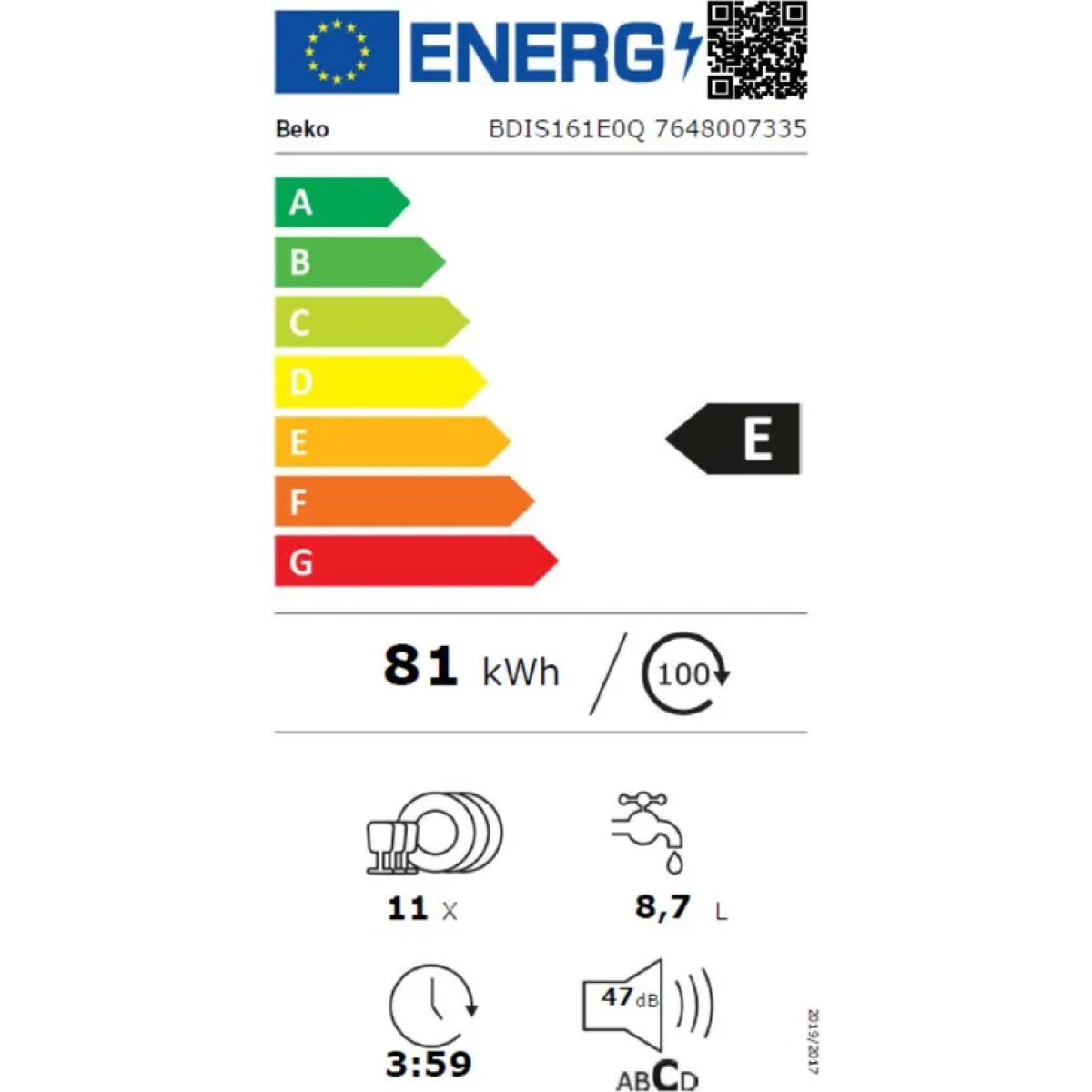 beko b300 bdis161e0q volledig ingebouwd 11 couverts e