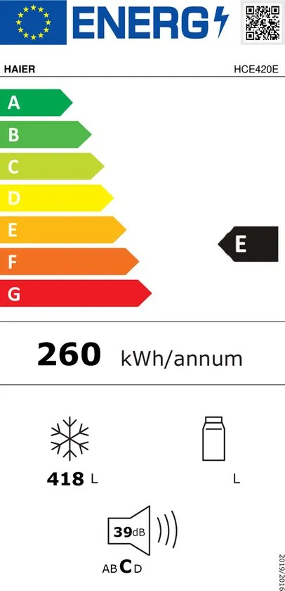 diepvrieskist 132cm 418l - haier - HCE420E