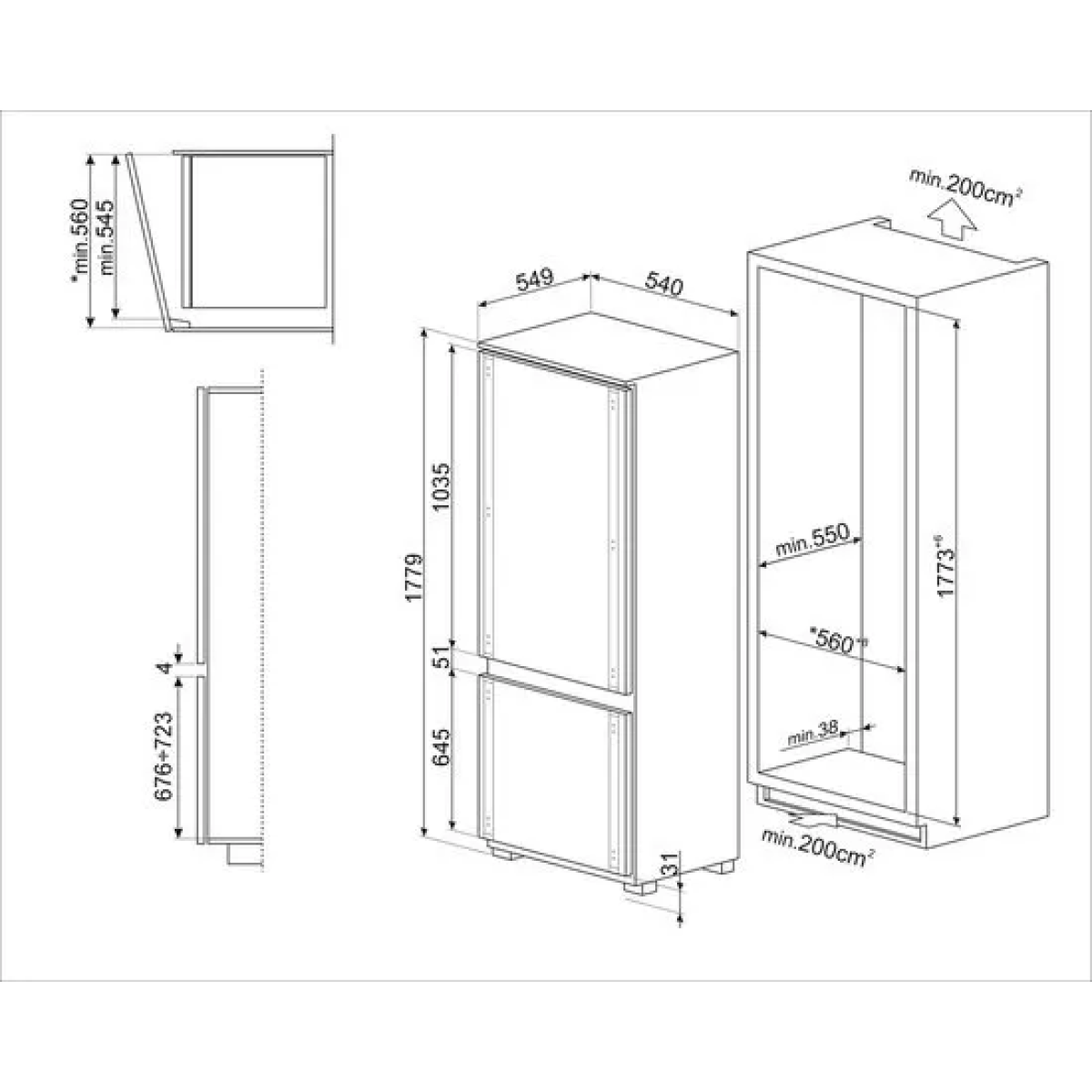 Smeg C41721E koel-vriescombinatie Ingebouwd 269 l E Wit smeg c41721e koel-vriescombinatie ingebouwd 269 l e wit