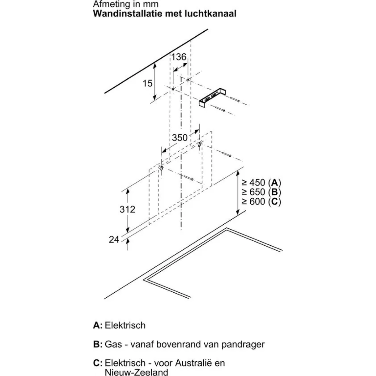 bosch dwk85dk60 - serie 2 - afzuigkap - wandshouwkap - 80 cm - motor met laag geluidsniveau - ledverlichting - zwart