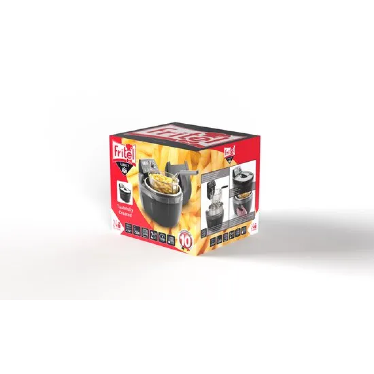 fritel frituurpan - turbo sf® 4209 - frietketel met antistofdeksel - friteuse voor olie + vast vet - 2-4 pers. frituurketel - 2300w - 3l - rond - retro