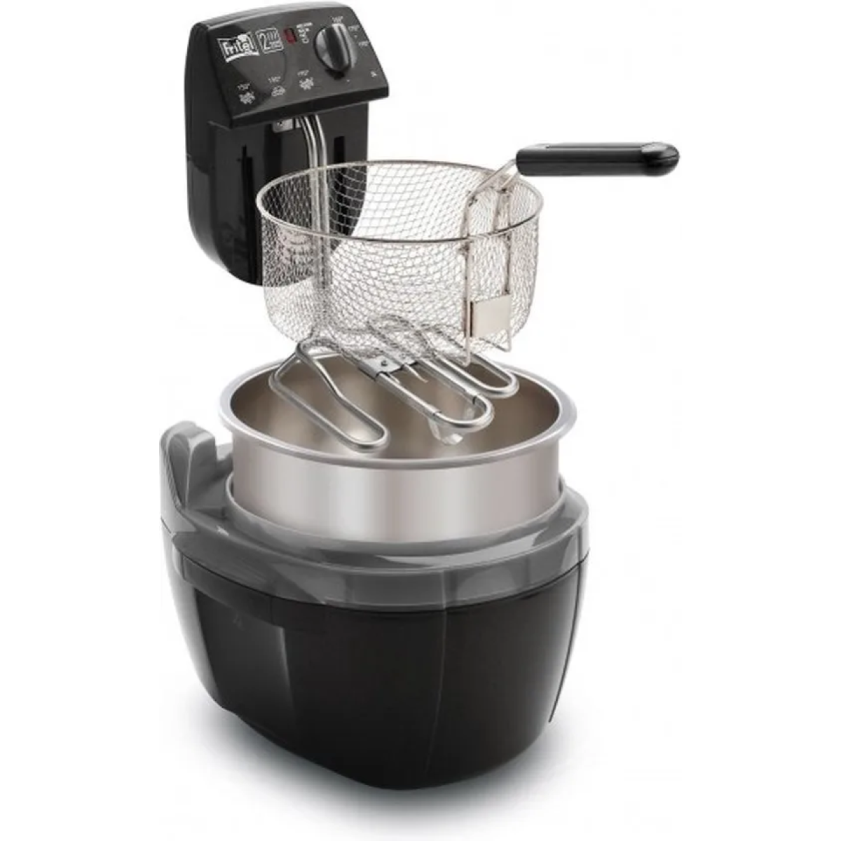 fritel frituurpan - turbo sf® 4209 - frietketel met antistofdeksel - friteuse voor olie + vast vet - 2-4 pers. frituurketel - 2300w - 3l - rond - retro