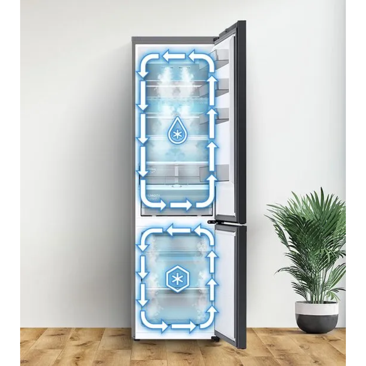 samsung rb38c7b5bs9/ef - koel-vriescombinatie - zilver - met wi-fi