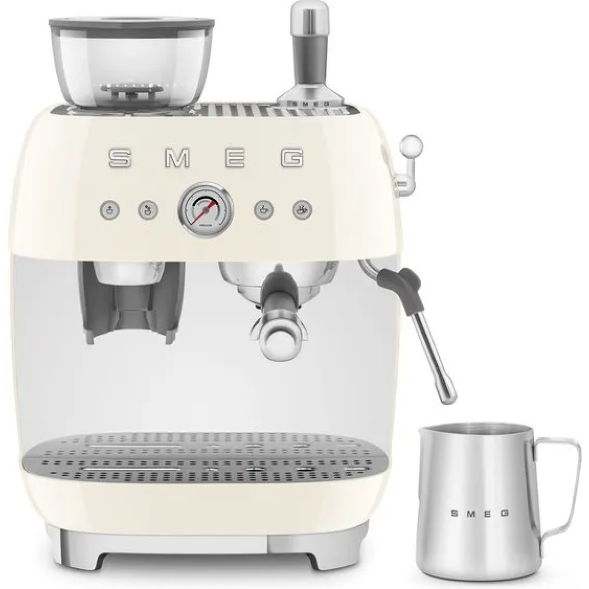 smeg egf03creu - espressomachine met geïntegreerde bonenmaler - crème