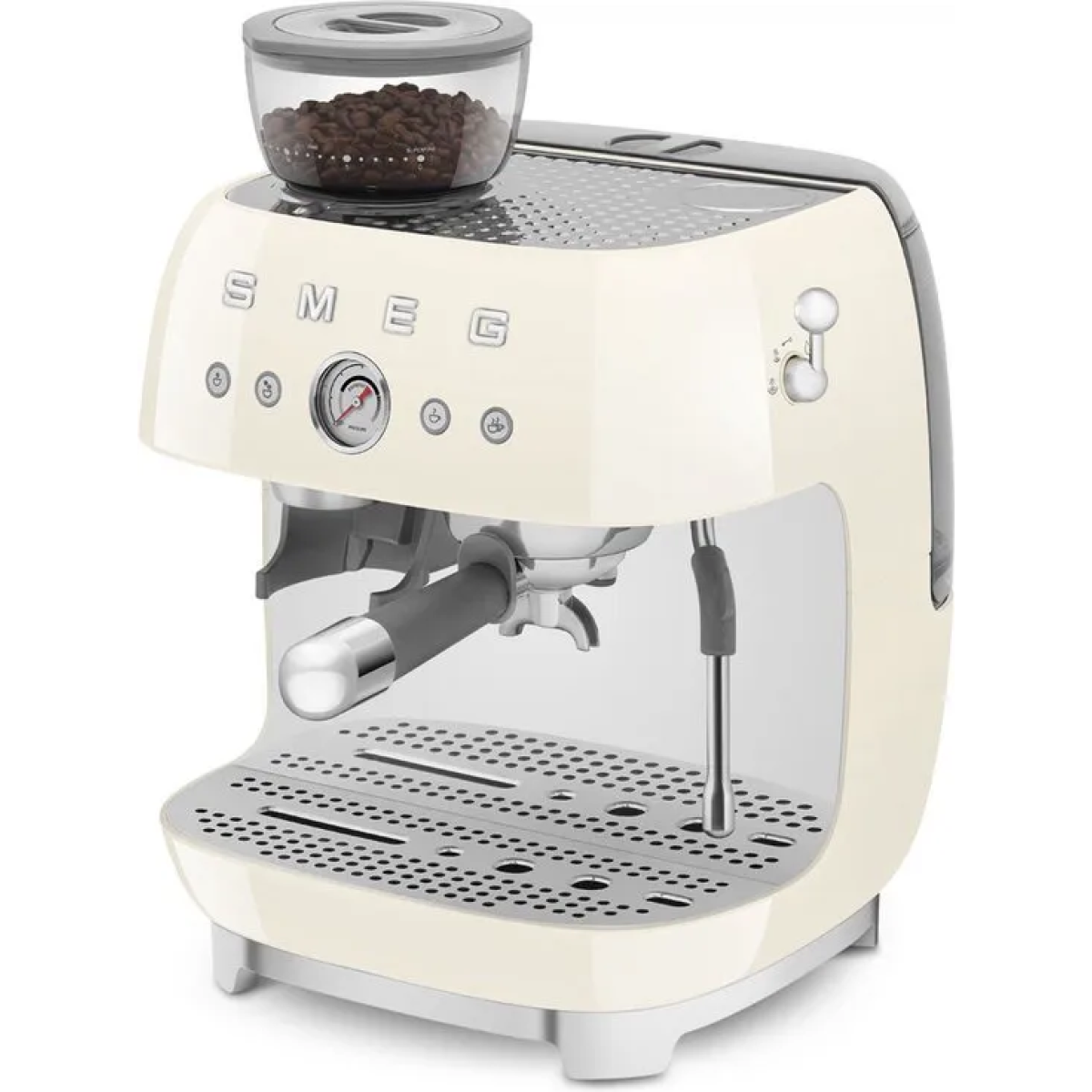smeg egf03creu - espressomachine met geïntegreerde bonenmaler - crème