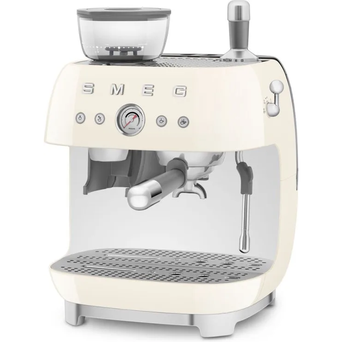 smeg egf03creu - espressomachine met geïntegreerde bonenmaler - crème