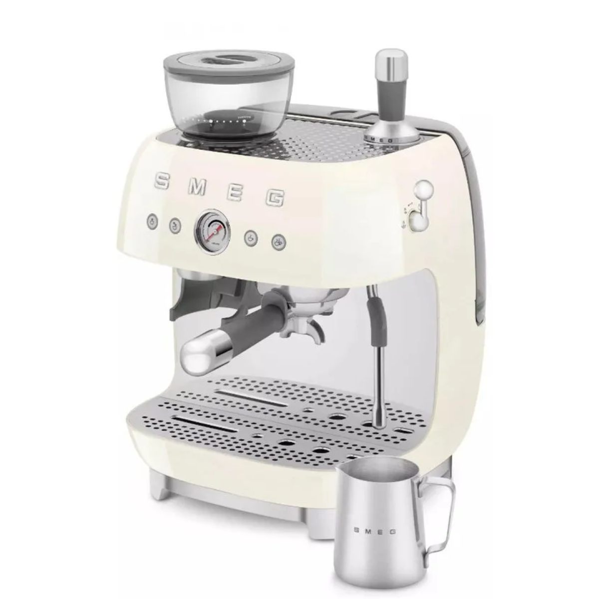 smeg egf03creu - espressomachine met geïntegreerde bonenmaler - crème
