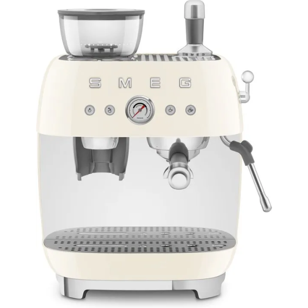 smeg egf03creu - espressomachine met geïntegreerde bonenmaler - crème