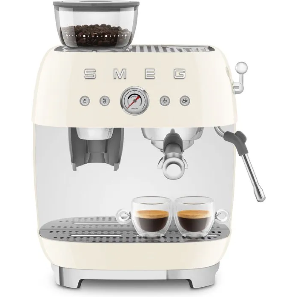 smeg egf03creu - espressomachine met geïntegreerde bonenmaler - crème