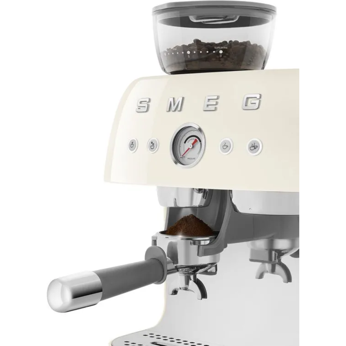 smeg egf03creu - espressomachine met geïntegreerde bonenmaler - crème