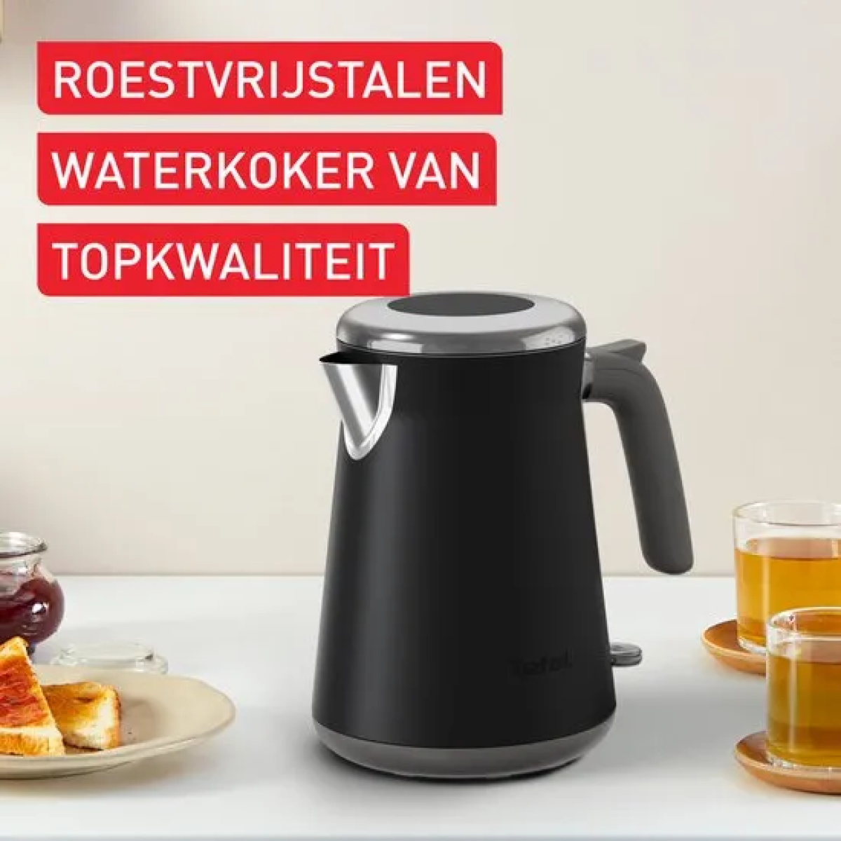 tefal collection ki6668 - waterkoker - 1,7l - stijlvol retro design - 1-kopsindicator - automatische uitschakeling - 2400w - zwart