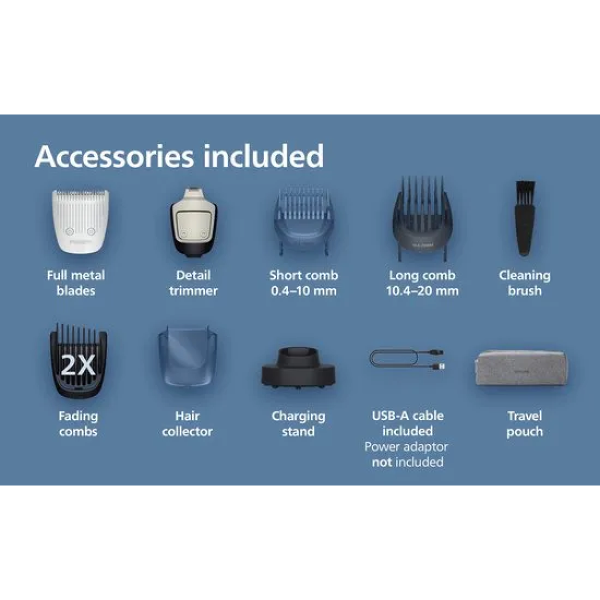 philips series 7000 baardtrimmer mannen - 4 trimkammen - dockingstation- waterproof - haaropvangsysteem - opbergetui - snel laden - zwart - bt7665/15