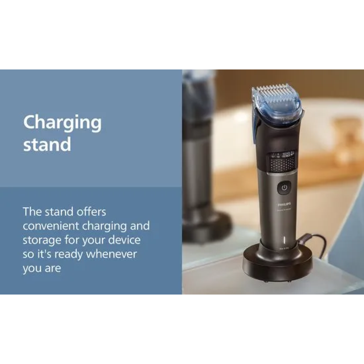 philips series 7000 baardtrimmer mannen - 4 trimkammen - dockingstation- waterproof - haaropvangsysteem - opbergetui - snel laden - zwart - bt7665/15