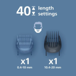 Philips Series 7000 Baardtrimmer mannen - 4 Trimkammen - Dockingstation- Waterproof - Haaropvangsysteem - Opbergetui - Snel laden - Zwart - BT7665/15