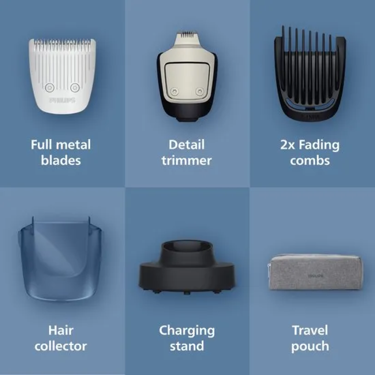 philips series 7000 baardtrimmer mannen - 4 trimkammen - dockingstation- waterproof - haaropvangsysteem - opbergetui - snel laden - zwart - bt7665/15
