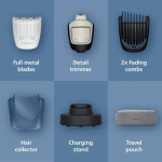 Philips Series 7000 Baardtrimmer mannen - 4 Trimkammen - Dockingstation- Waterproof - Haaropvangsysteem - Opbergetui - Snel laden - Zwart - BT7665/15