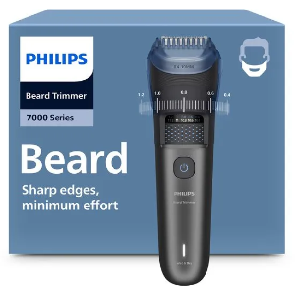 Philips Series 7000 Baardtrimmer mannen - 4 Trimkammen - Dockingstation- Waterproof - Haaropvangsysteem - Opbergetui - Snel laden - Zwart - BT7665/15