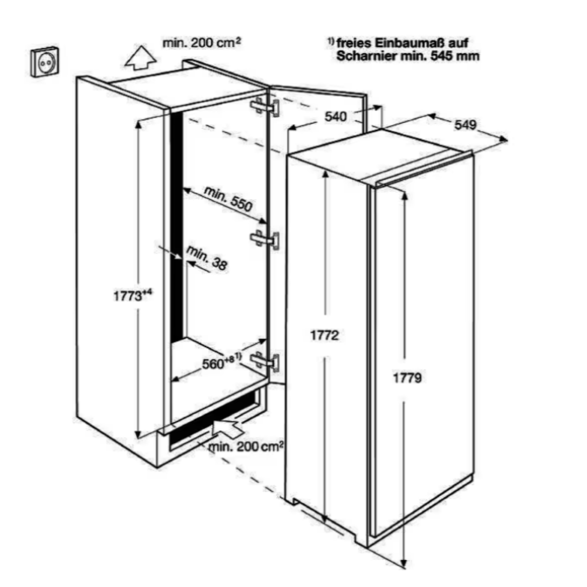 dieter knoll dkbb2690sk inbouw koelkast – 177 cm – 251l – energieklasse e – 36 db – volledig integreerbaar - afbeelding 2
