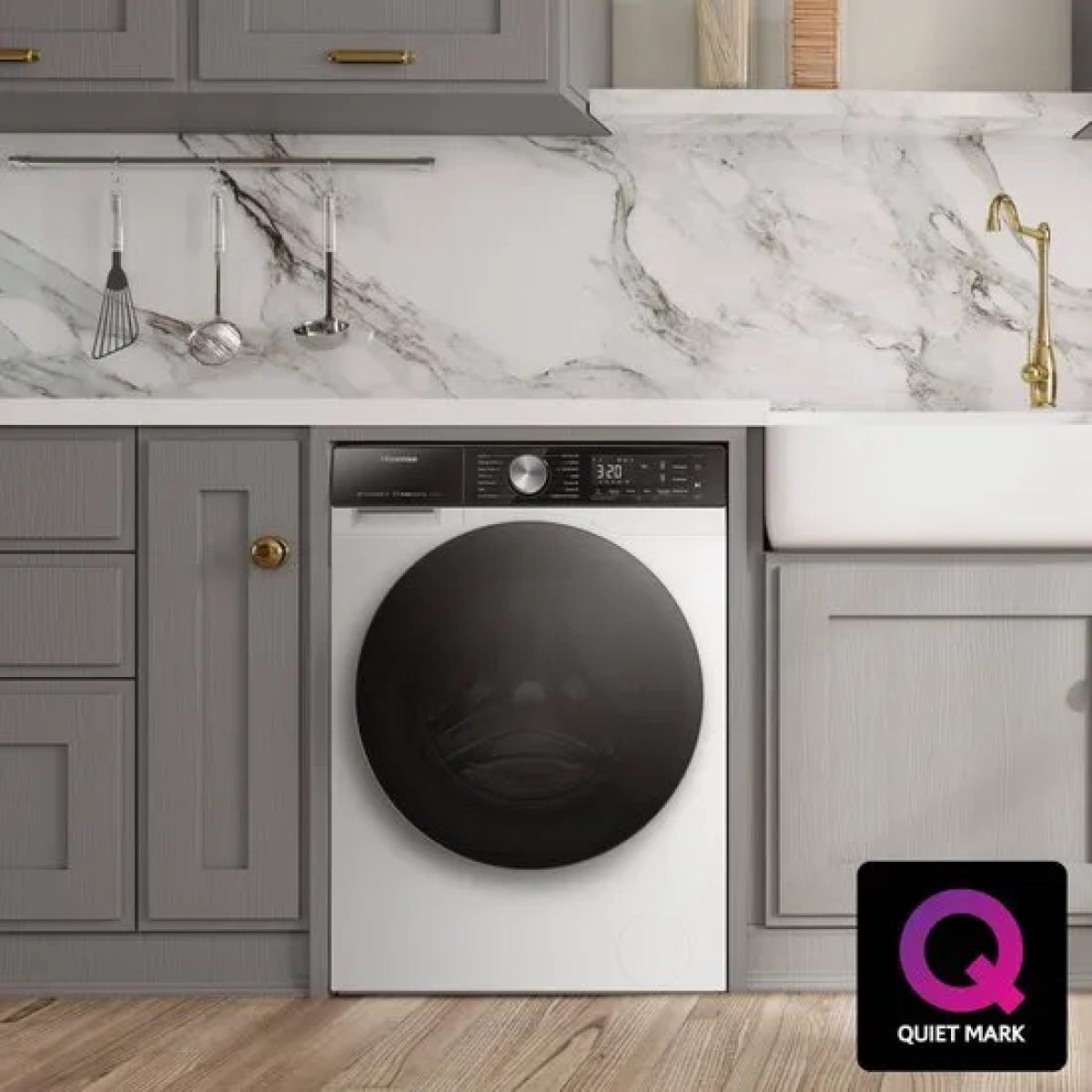 hisense 5s serie wf5s1045bw - wasmachine met energielabel a - 10,5kg - auto dosing - 72db (a) - steam wash -1400 toeren - power wash 49' - connectlife