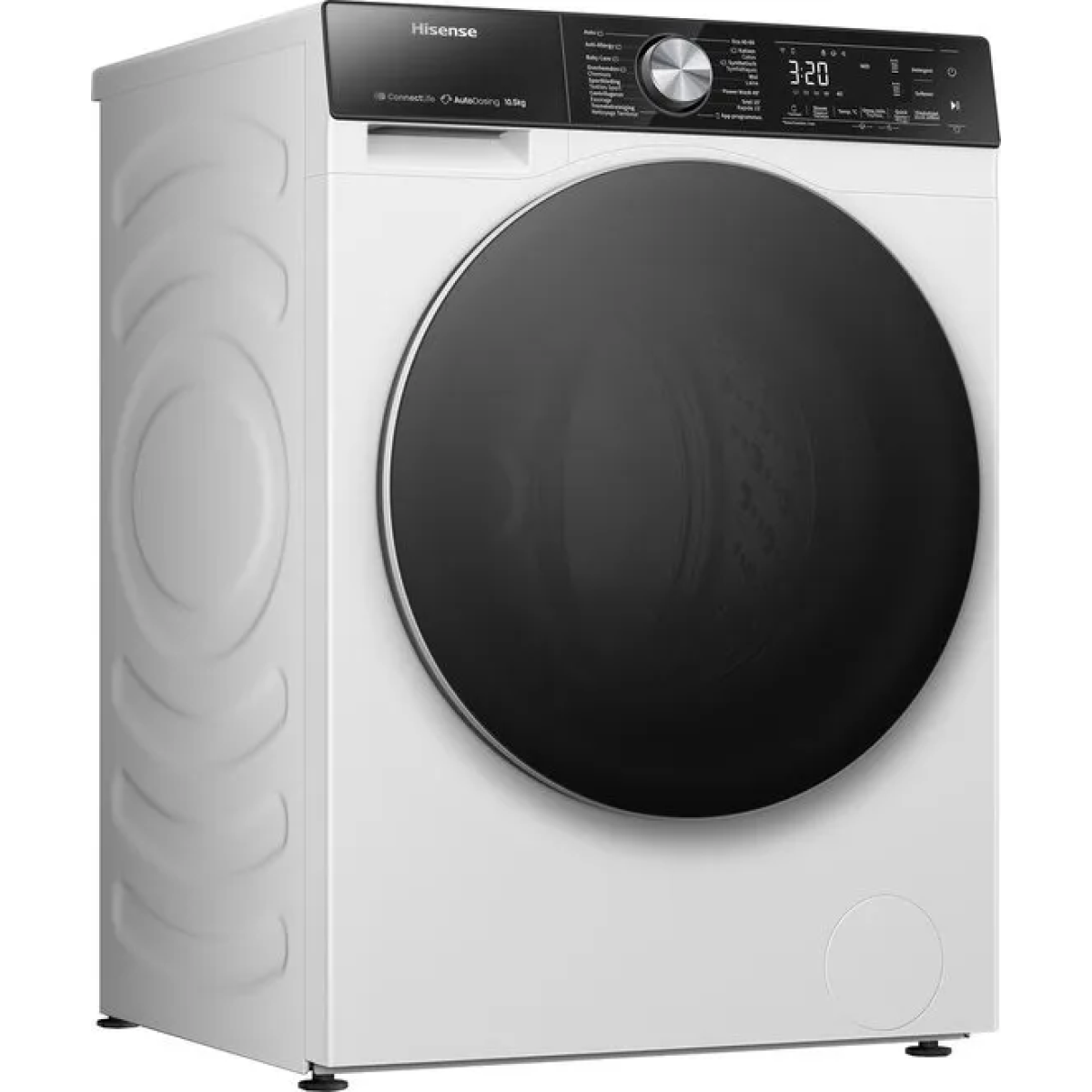 hisense 5s serie wf5s1045bw - wasmachine met energielabel a - 10,5kg - auto dosing - 72db (a) - steam wash -1400 toeren - power wash 49' - connectlife