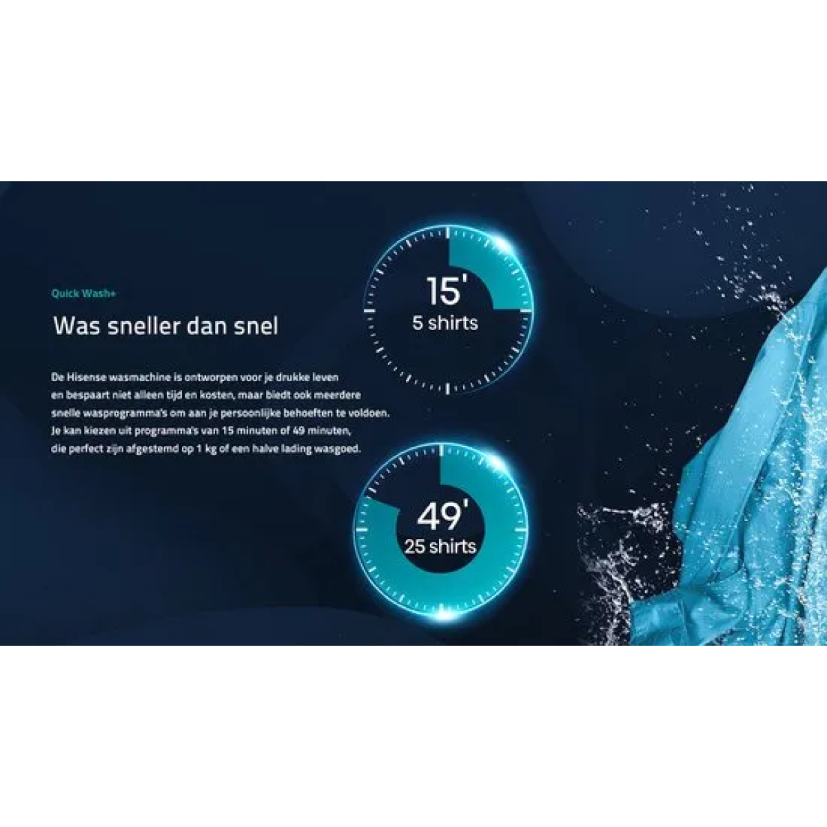 hisense 5s serie wf5s1045bw - wasmachine met energielabel a - 10,5kg - auto dosing - 72db (a) - steam wash -1400 toeren - power wash 49' - connectlife