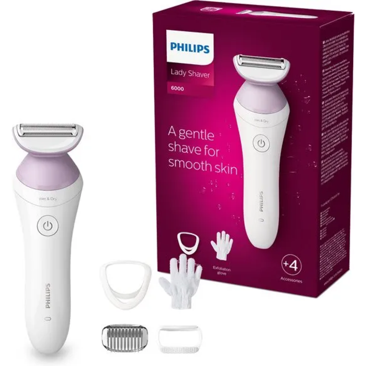 philips series 6000 brl136/00 - ladyshave voor vrouwen - nat en droog
