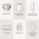 Philips Series 8000 Ladyshave | Een gladde scheerbeurt, zelfs op moeilijk bereikbare plekken | Met gezichtshaartrimmer, ingebouwd LED-lampje, 2 snelheidsstanden en 5 accessoires | Wit| BRL159/00