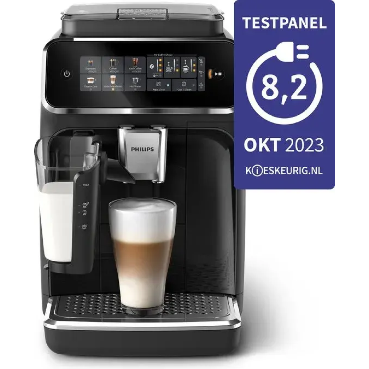 philips 3300 series lattego ep3341/50 - espressomachine - 5 soorten koffie + heet water - zwart / chroom - + aquaclean filter