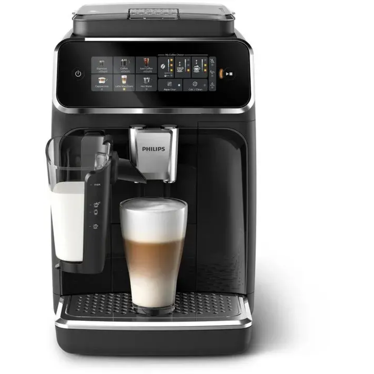 philips 3300 series lattego ep3341/50 - espressomachine - 5 soorten koffie + heet water - zwart / chroom - + aquaclean filter