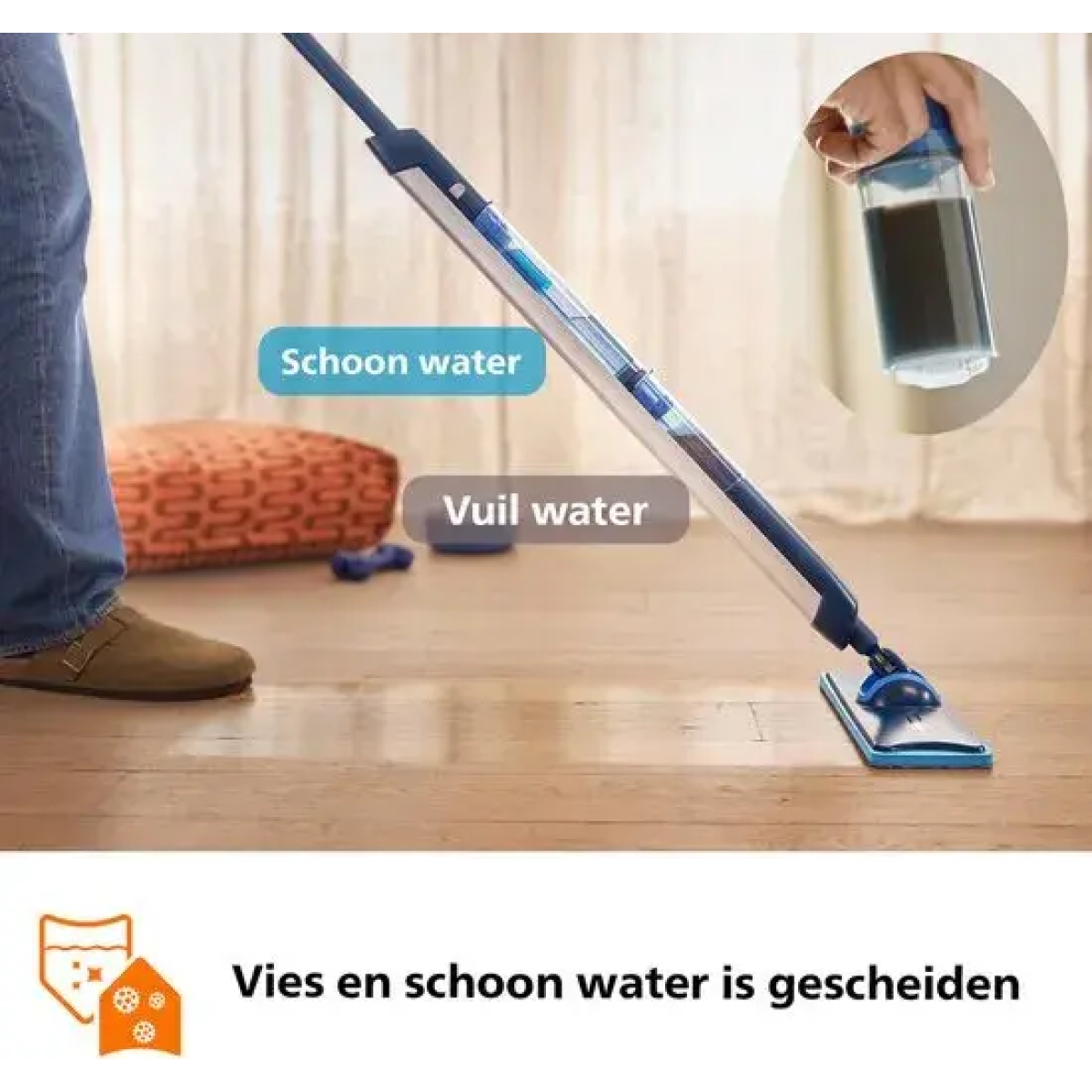 philips oneup elektrische dweil 5000 series xv5113/01 - dweilsysteem - vloerreiniger - vuil water opzuigen - 2 standen - 70min dweilen - geen emmer nodig