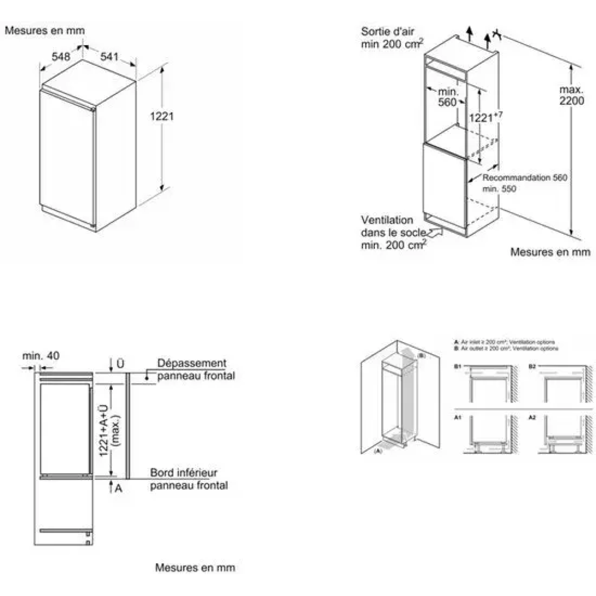 bosch kir41nse0 - serie 2 - inbouw koelkast (122 cm) sleepdeur