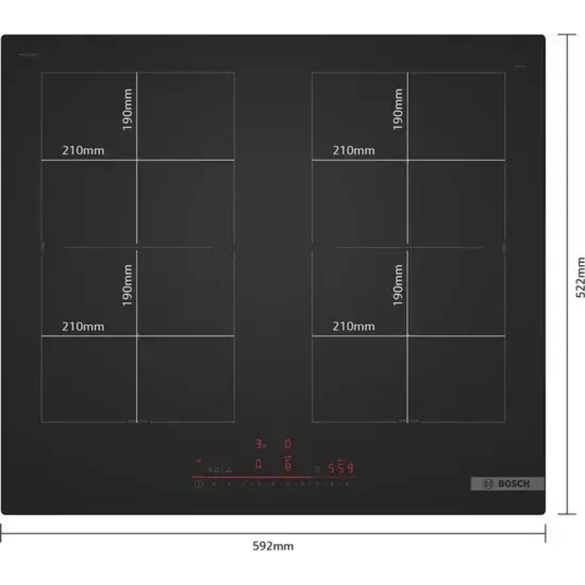 bosch pvq61chb1e kookplaat zwart ingebouwd 59.2 cm inductiekookplaat zones 4 zone(s)