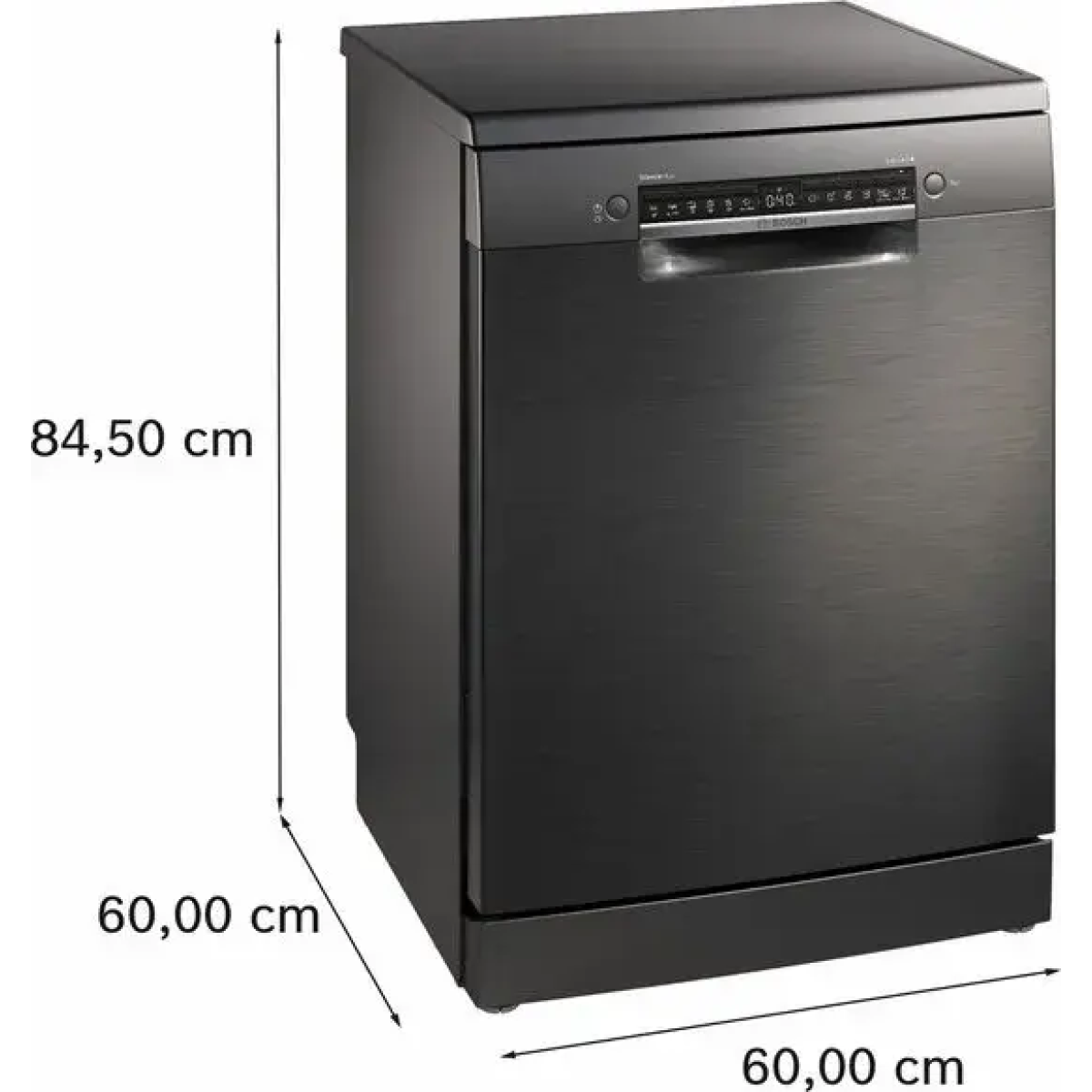 bosch serie 4 sms4emc06e, vrijstaand, volledige grootte (60 cm), zwart, grijs, knoppen, 1,75 m