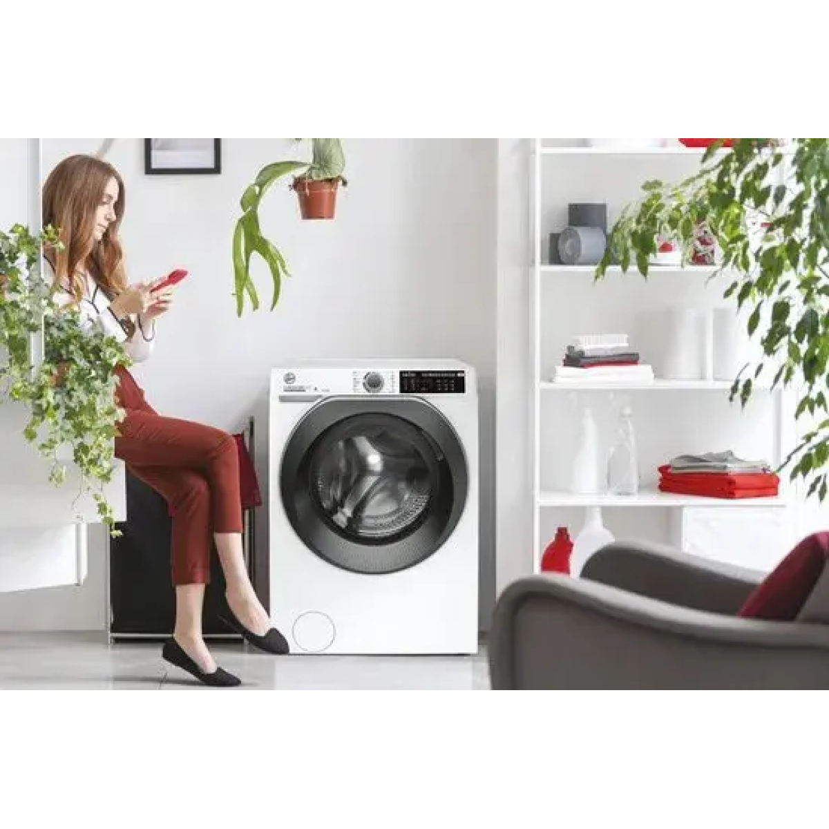 hoover hd 495ambs/1-s wasmachine – 9 kg – 1400 rpm – energieklasse a – stoomfunctie – wifi & app bediening