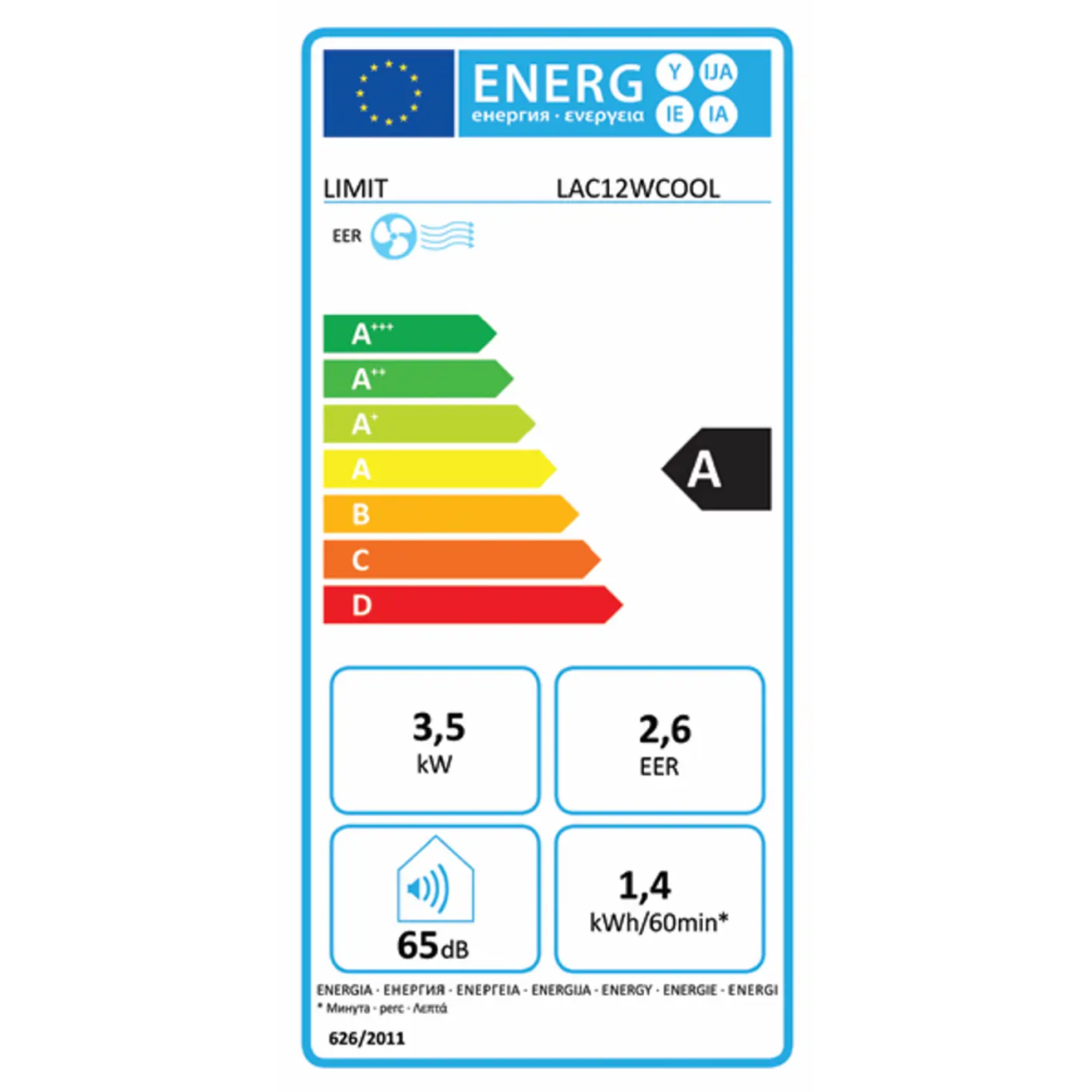limit lac12wcool mobiele airco – 12000 btu – energieklasse a – inclusief afstandsbediening – ontvochtigingsfunctie – wit - afbeelding 3